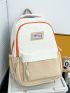 Letter Patch Decor Functional Backpack