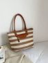 Stripe Pattern Straw Bag