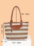 Stripe Pattern Straw Bag