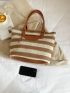 Stripe Pattern Straw Bag