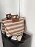 Striped Pattern Straw Bag