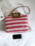 Striped Pattern Straw Bag