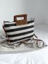 Striped Pattern Straw Bag, Clear Bag