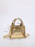 Mini Metallic Double Handle Square Bag