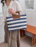 Strip Pattern Straw Bag