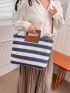 Strip Pattern Straw Bag