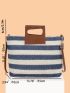 Strip Pattern Straw Bag