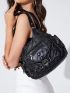 Studded Decor Multi-compartment Hobo Bag