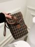 Mini Houndstooth Pattern Flap Square Bag