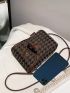 Mini Houndstooth Pattern Flap Square Bag