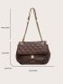 Quilted Twist Lock Flap Shoulder Bag