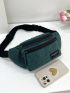 Letter Patch Decor Corduroy Waist Bag