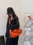 Neon Orange Letter Print Chain Decor Hobo Bag