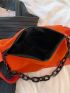 Neon Orange Letter Print Chain Decor Hobo Bag