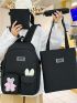 4pcs Letter Graphic Functional Backpack Set