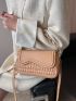 Crocodile Embossed Flap Square Bag