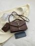 Buckle Decor Square Bag With Coin Purse