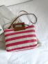 Striped Pattern Straw Bag