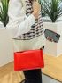 Neon Red Chain Flap Square Bag