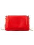 Neon Red Chain Flap Square Bag