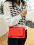 Neon Red Chain Flap Square Bag