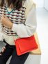 Neon Red Chain Flap Square Bag