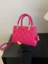 Mini Neon Pink Weave Detail Square Bag