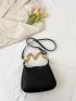 Letter Patch Decor Chain Hobo Bag