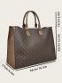 Geometric Pattern Top Handle Bag, Large Capacity Tote Bag For Work And Travel