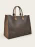 Geometric Pattern Top Handle Bag, Large Capacity Tote Bag For Work And Travel