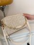 Chain Decor Straw Bag