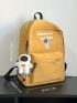 Astronaut & Letter Graphic Functional Backpack With Bag Charm