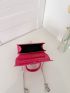 Mini Neon Pink Crocodile Embossed Chain Flap Square Bag