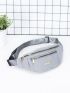 Medium Fanny Pack Metal Decor Zip Front Waterproof