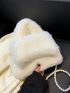 Faux Pearl Decor Flap Fuzzy Square Bag