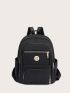 Letter Patch Decor Functional Backpack