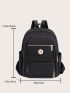 Letter Patch Decor Functional Backpack