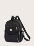 Letter Patch Decor Functional Backpack