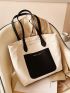 Two Tone Shoulder Tote Bag