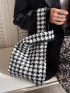 Houndstooth Pattern Satchel Bag