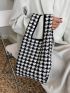 Houndstooth Pattern Satchel Bag