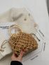 Minimalist Crochet Bag Hollow Out Design Top Ring Handle For Beach