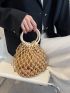 Minimalist Crochet Bag Hollow Out Design Top Ring Handle For Beach