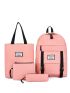 4pcs Letter Patch Backpack Set