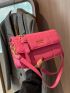 Neon Pink Quilted Flap Square Bag