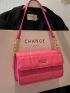 Neon Pink Quilted Flap Square Bag