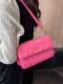 Neon Pink Quilted Flap Square Bag