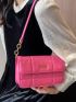 Neon Pink Quilted Flap Square Bag