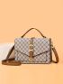 Geometric Pattern Flap Square Bag