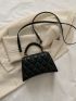 Geometric Pattern Square Bag Mini Black